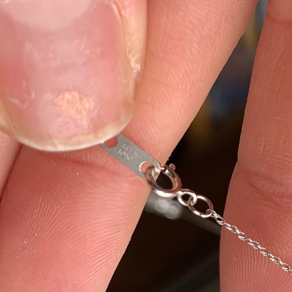 10k White Gold Necklace with 1/10 Carat Diamonds - Picture 4 of 6